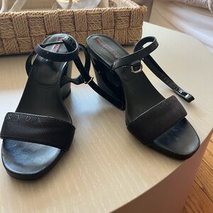 Prada Black Strappy Block Heel Sandals